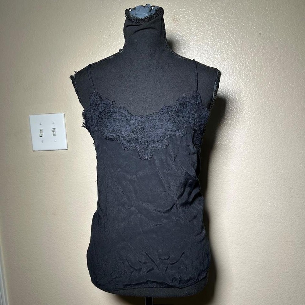 Abercrombie & Fitch Vintage Black Lace Cami Tank Top Fitted Y2K 2000s Medium